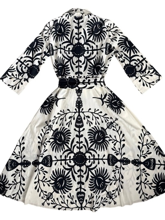 ZARA Black and White Floral Shirt Dress - Picture 5 of 6